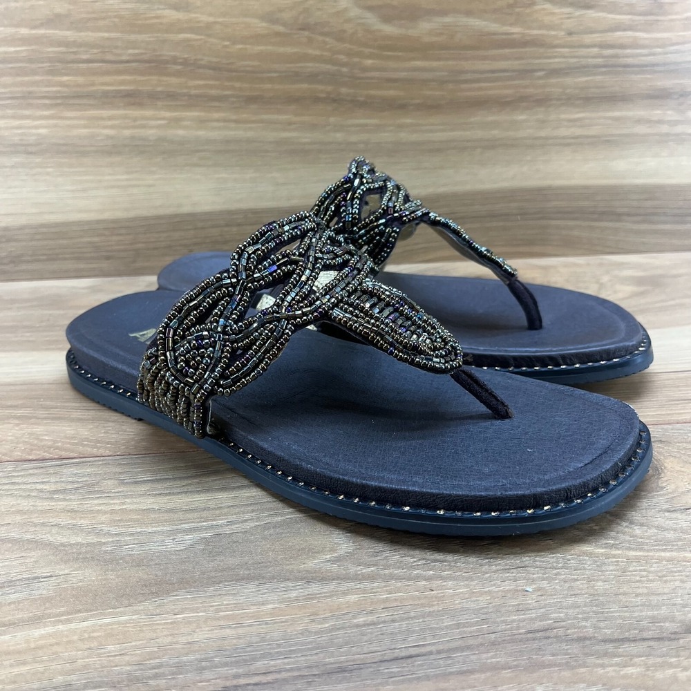 Alegria Tangoh Womens Sandals Size 8 EU 38 Bronze Studded Beaded Flip Flops